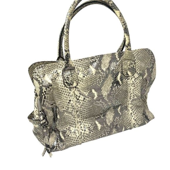 Attilio Giusti Leombruni purse snakeskin print leather shoulder Purse gray large